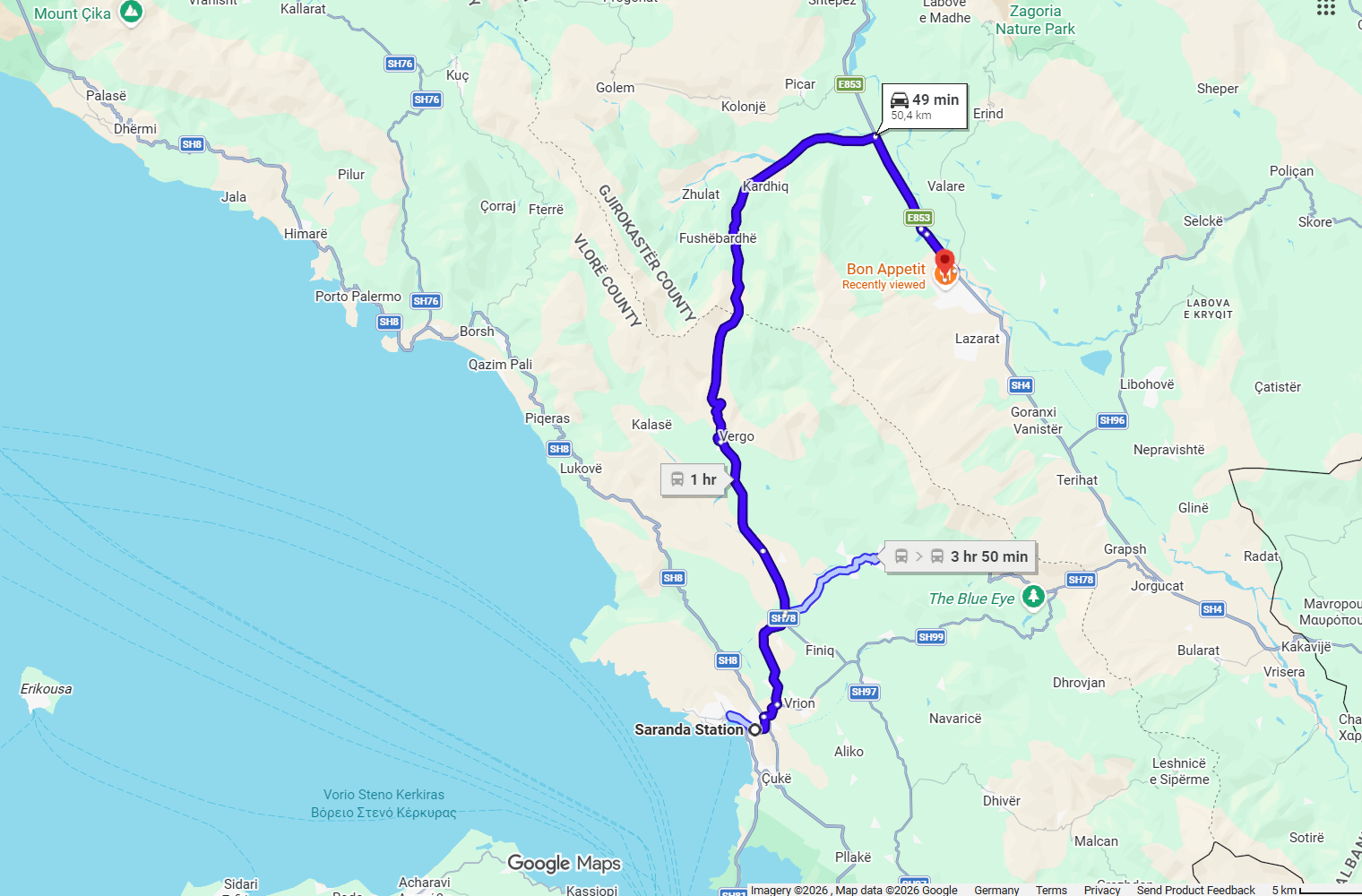 Travelling from Sarandë to Gjirokastër
